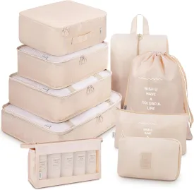 Mossio 9 Set Packing Cubes with Shoe Bag & Electronics Bag - Luggage Organizers Suitcase Travel Accessories