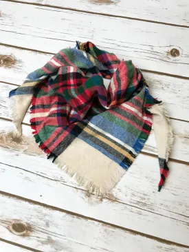 Multi Plaid Blanket Scarf for Little’s