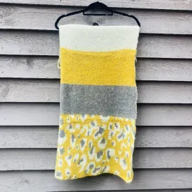 Mustard Animal Print Asymmetric Blanket Scarf