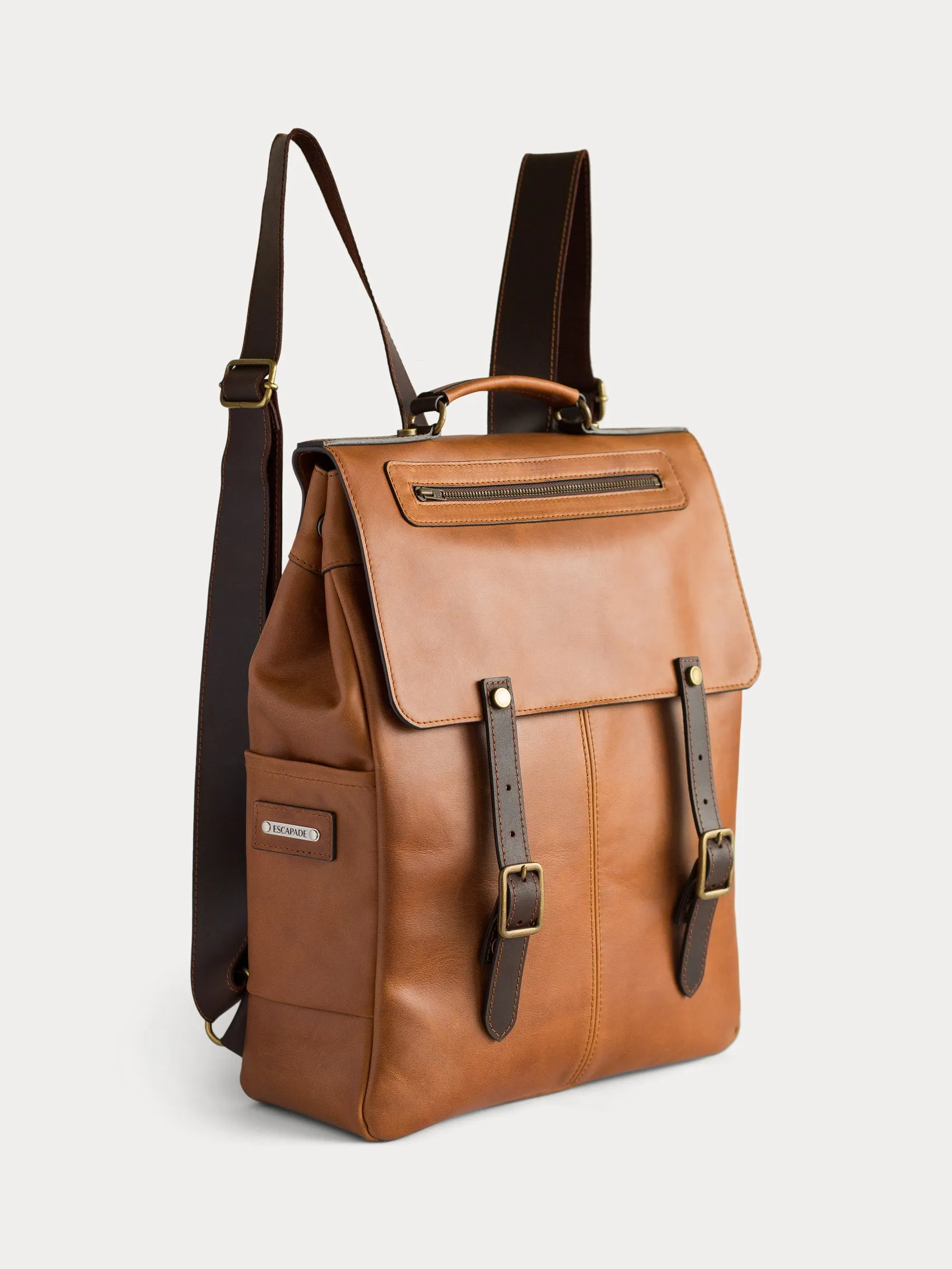 New York Leather Backpack (Camel Color)