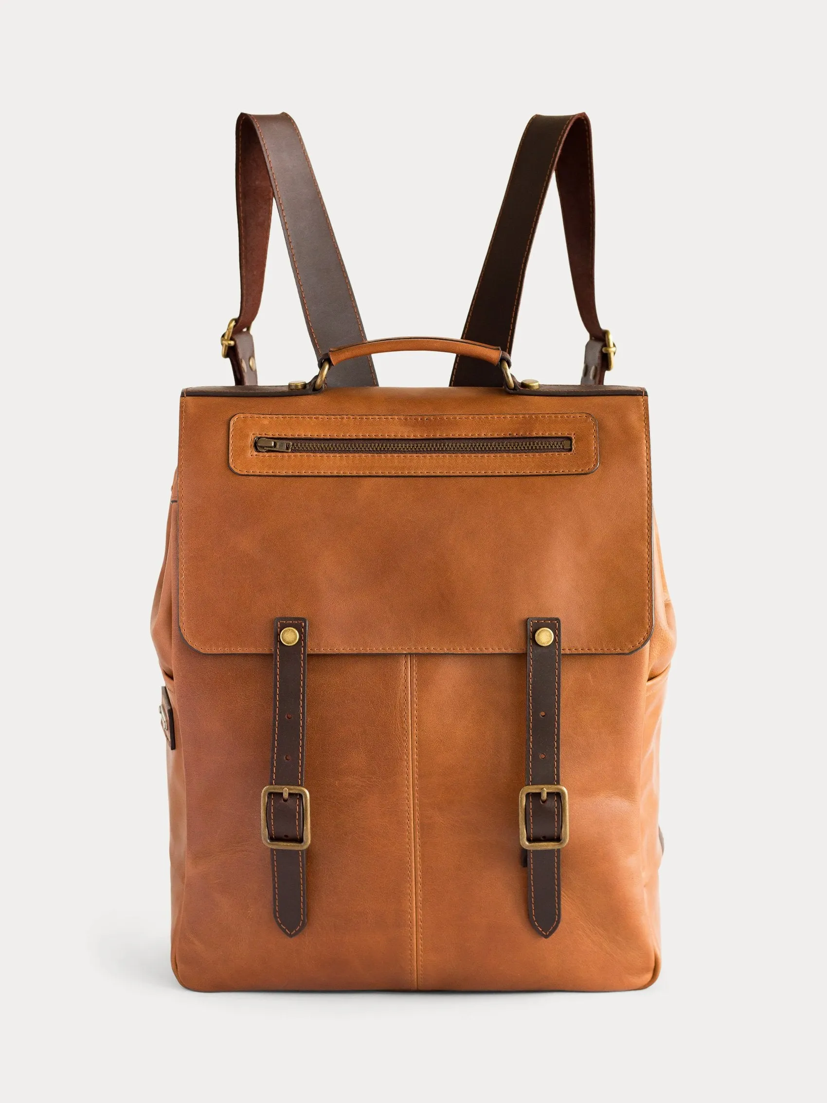 New York Leather Backpack (Camel Color)