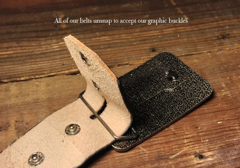 Olive Green Distressed Leather Snap Belt with Antique Silver or Brass Buckle