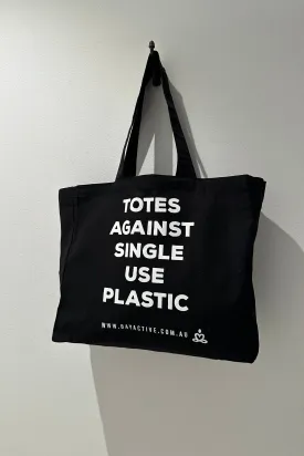 Organic Cotton - BLACK - Totes Against Single Use Plastic Bag