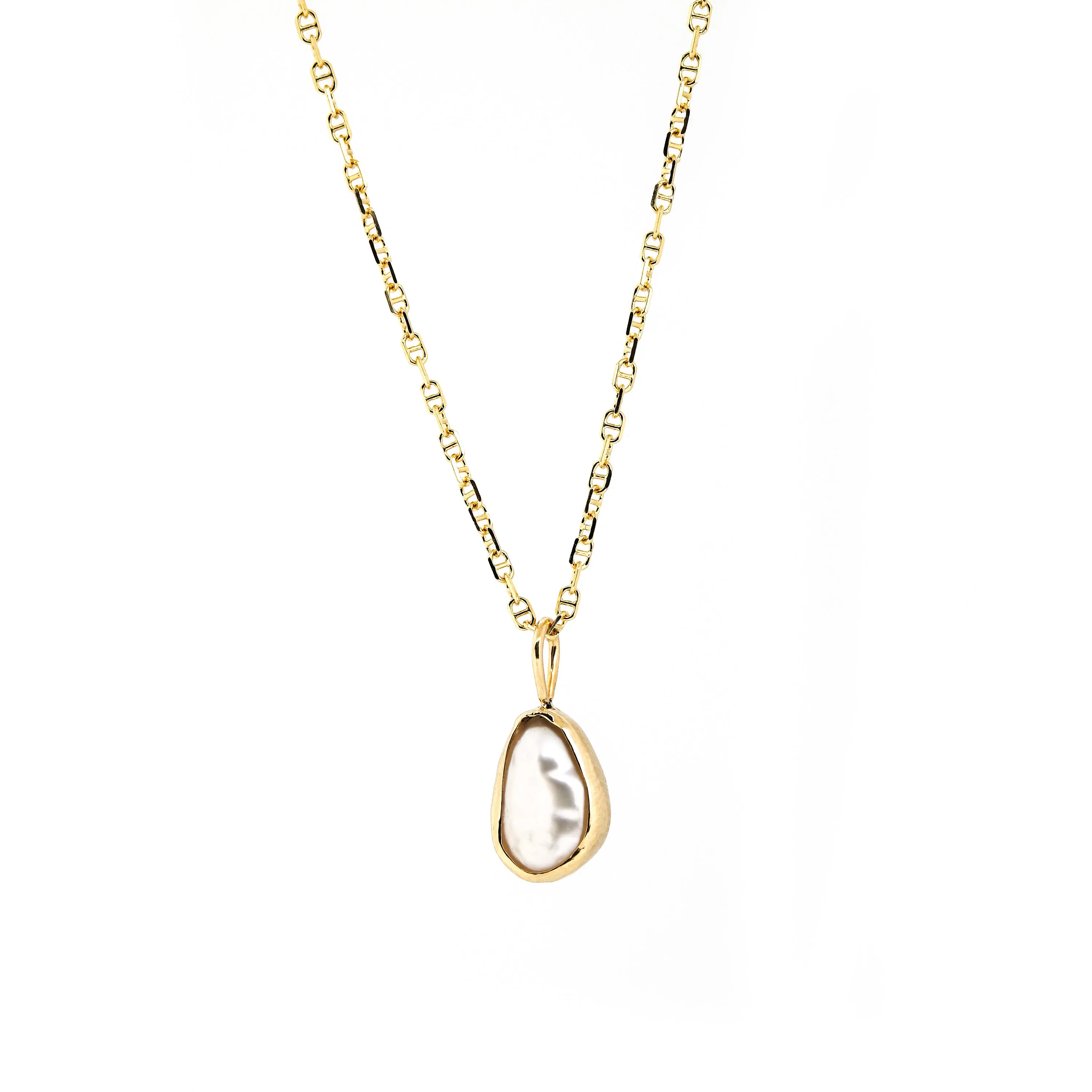 Pearl Outline Pendant / Necklace, Solid Gold