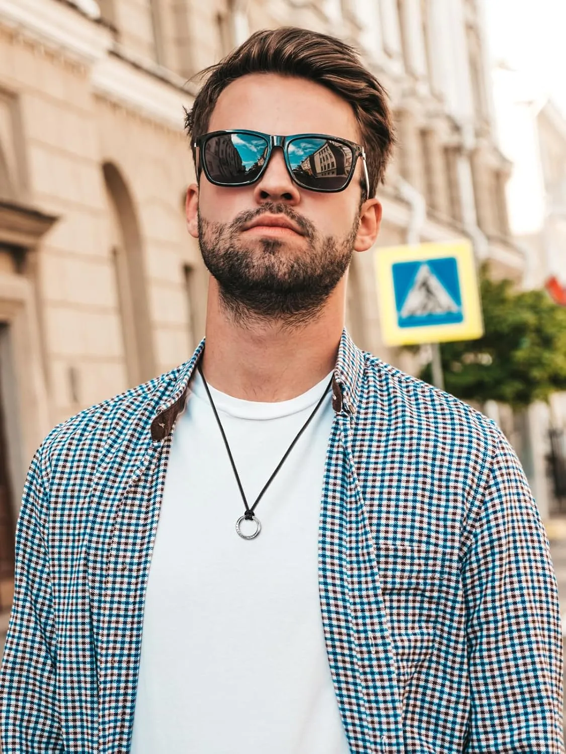 PESOENTH Mens Necklace,Viking Necklace Jewelry Gifts for Men,Norse Runes Stainless Steel Leather Necklace For Dad Fathers Day Boyfriend Husband Birthday Men's Gifts