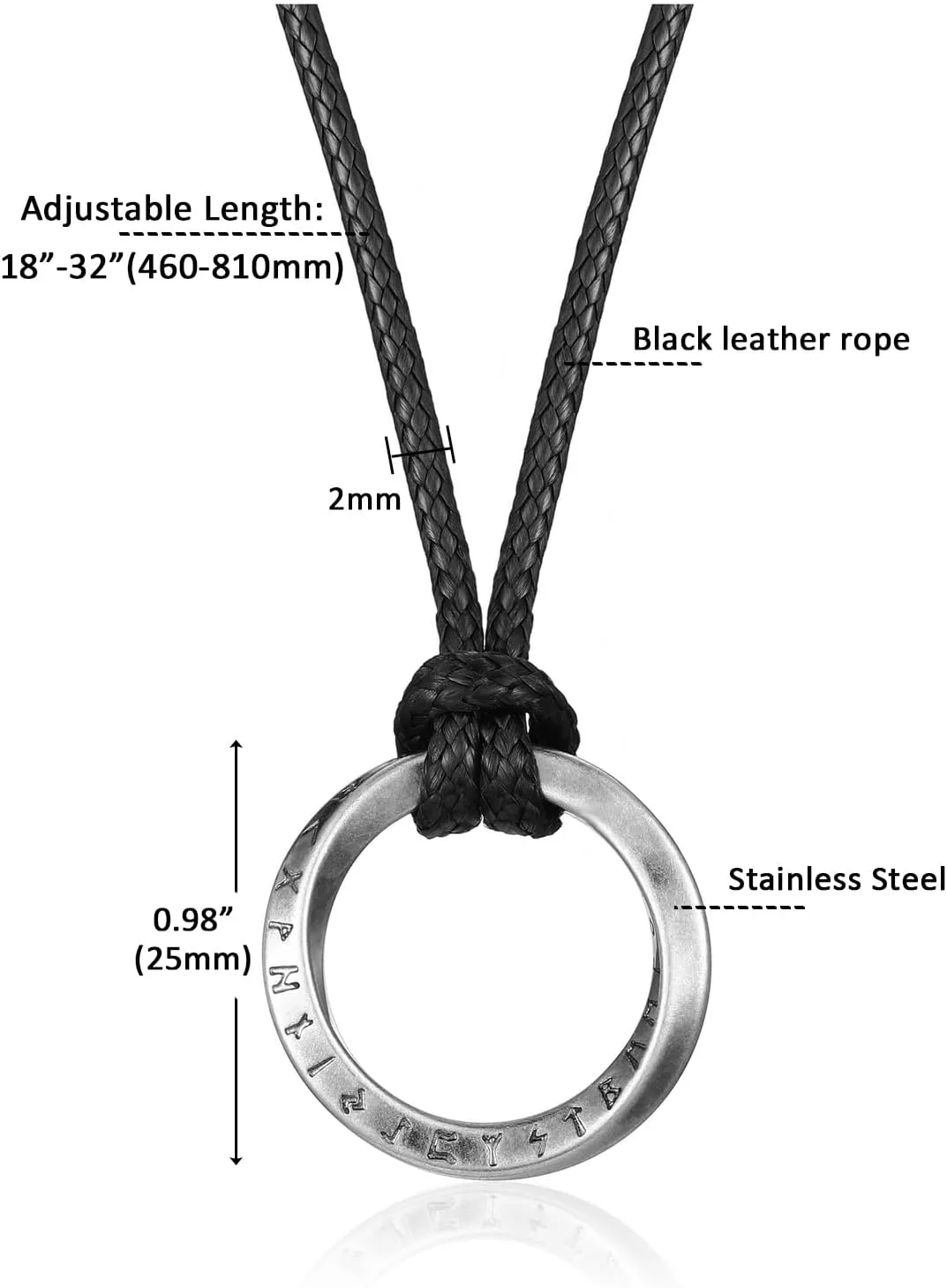 PESOENTH Mens Necklace,Viking Necklace Jewelry Gifts for Men,Norse Runes Stainless Steel Leather Necklace For Dad Fathers Day Boyfriend Husband Birthday Men's Gifts