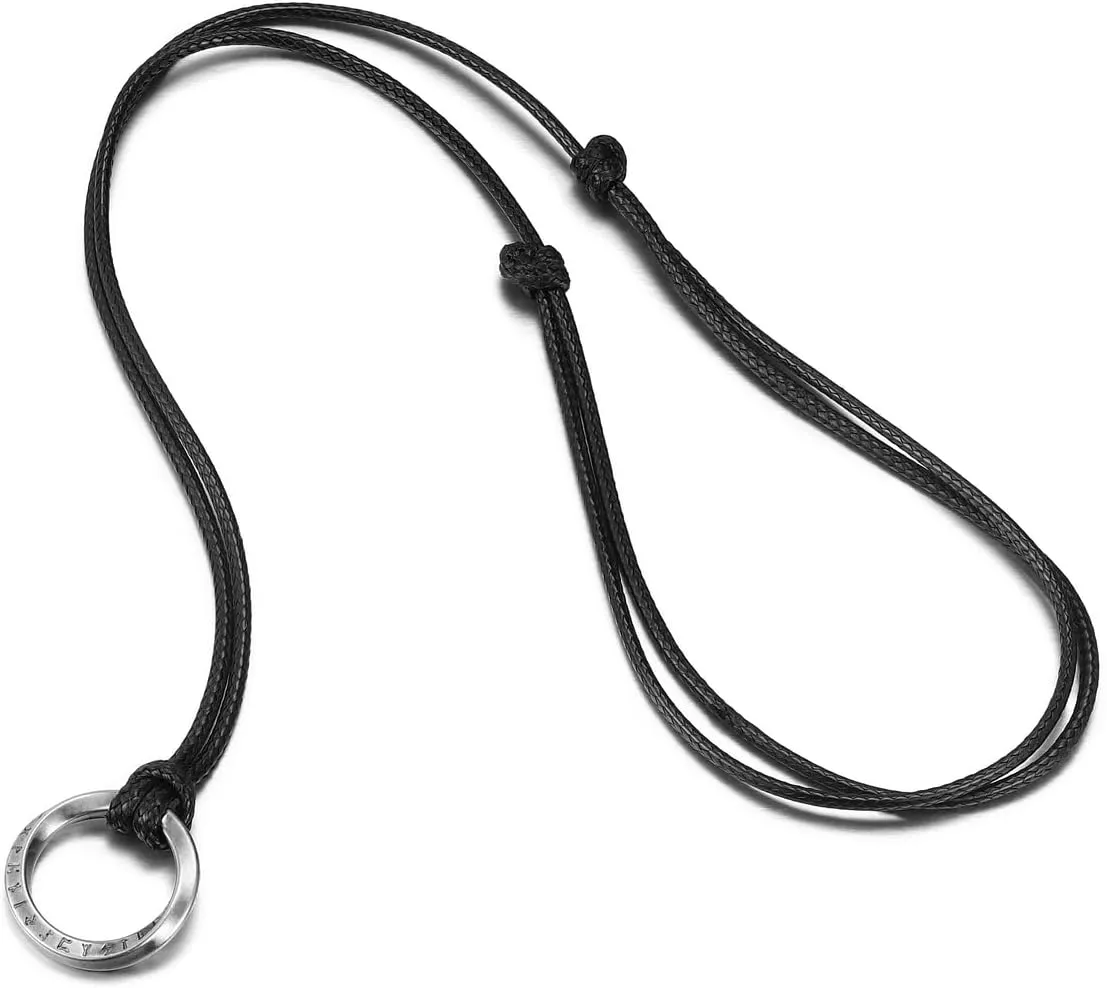 PESOENTH Mens Necklace,Viking Necklace Jewelry Gifts for Men,Norse Runes Stainless Steel Leather Necklace For Dad Fathers Day Boyfriend Husband Birthday Men's Gifts