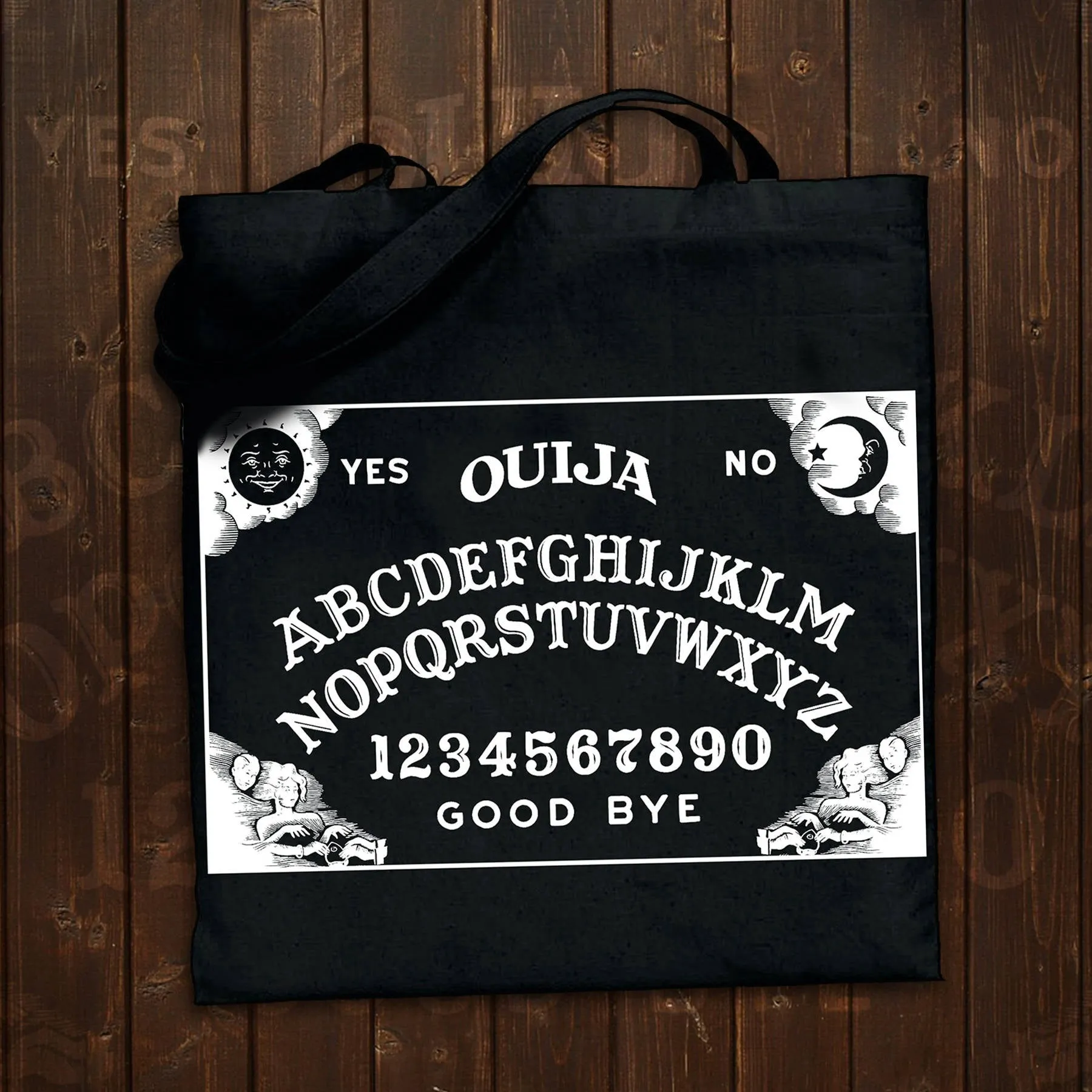 Pins & Bones Ouija Bag, Goth Inspired, Black Ouija Board Tote Bag