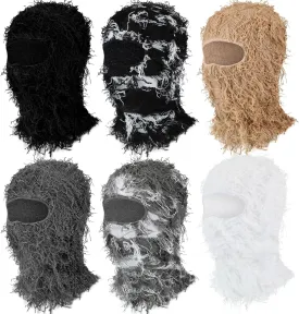 Ramede 6 Pcs Distressed Balaclava Ski Mask Full Face Balaclava Mask Knitted Cool Windproof Mask for Men Women for Cold Winter