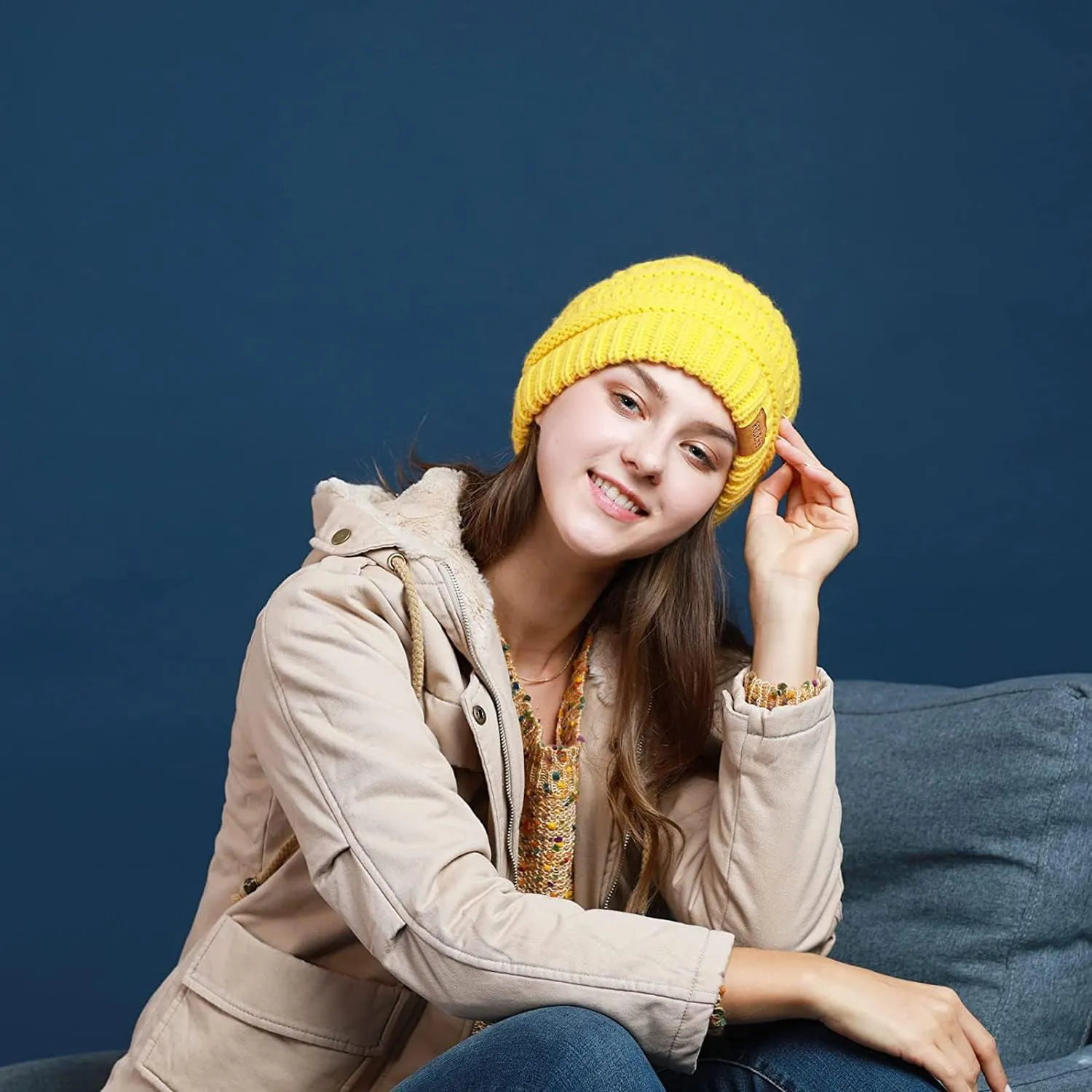 REDESS Women Winter Pom Pom Beanie Hat with Warm Fleece Lined