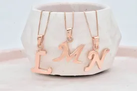 Rose Gold Letter Pendant - Initial Letter Charm - Personalized Letter Necklace