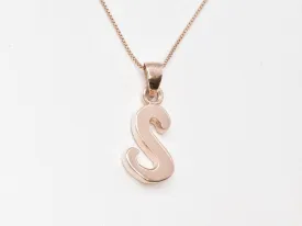 Rose Gold Letter S Pendant - Alphabet Letter Necklace - Rose Gold Letter Necklace