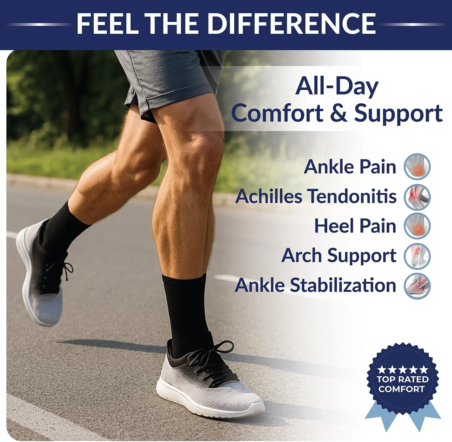 SB SOX Compression Ankle Brace (1 Pair)  Ankle Support Sleeve for Men & Women  Relief for Achilles, Sprains, Plantar Fasciitis
