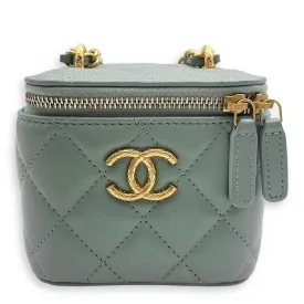 Seasonal Mini Vanity Iridescent Green Crossbody Bag in Lambskin, Gold hardware