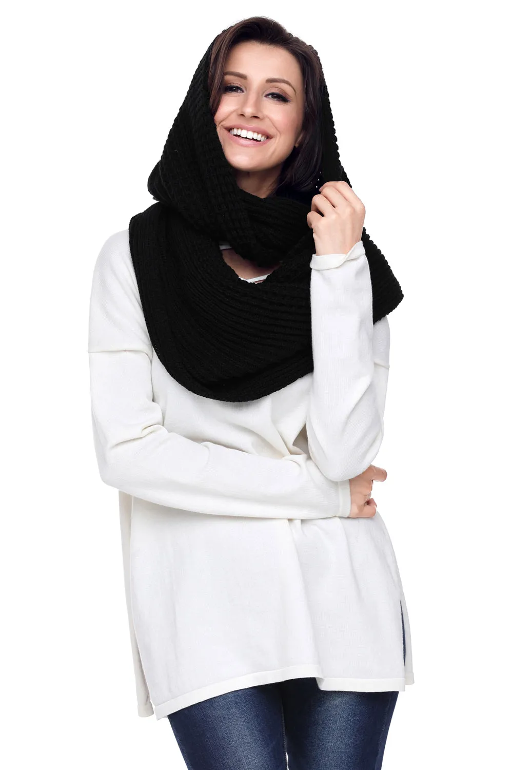 Sexy Black Cable Knit Chunky Scarf