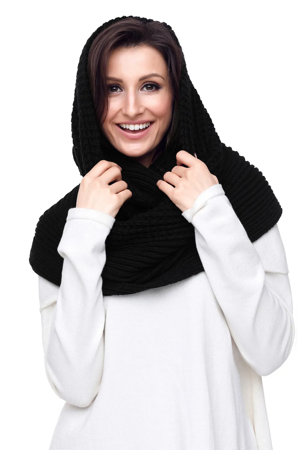 Sexy Black Cable Knit Chunky Scarf