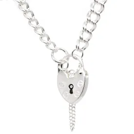 Silver Child's Double Link Charm Bracelet with Padlock