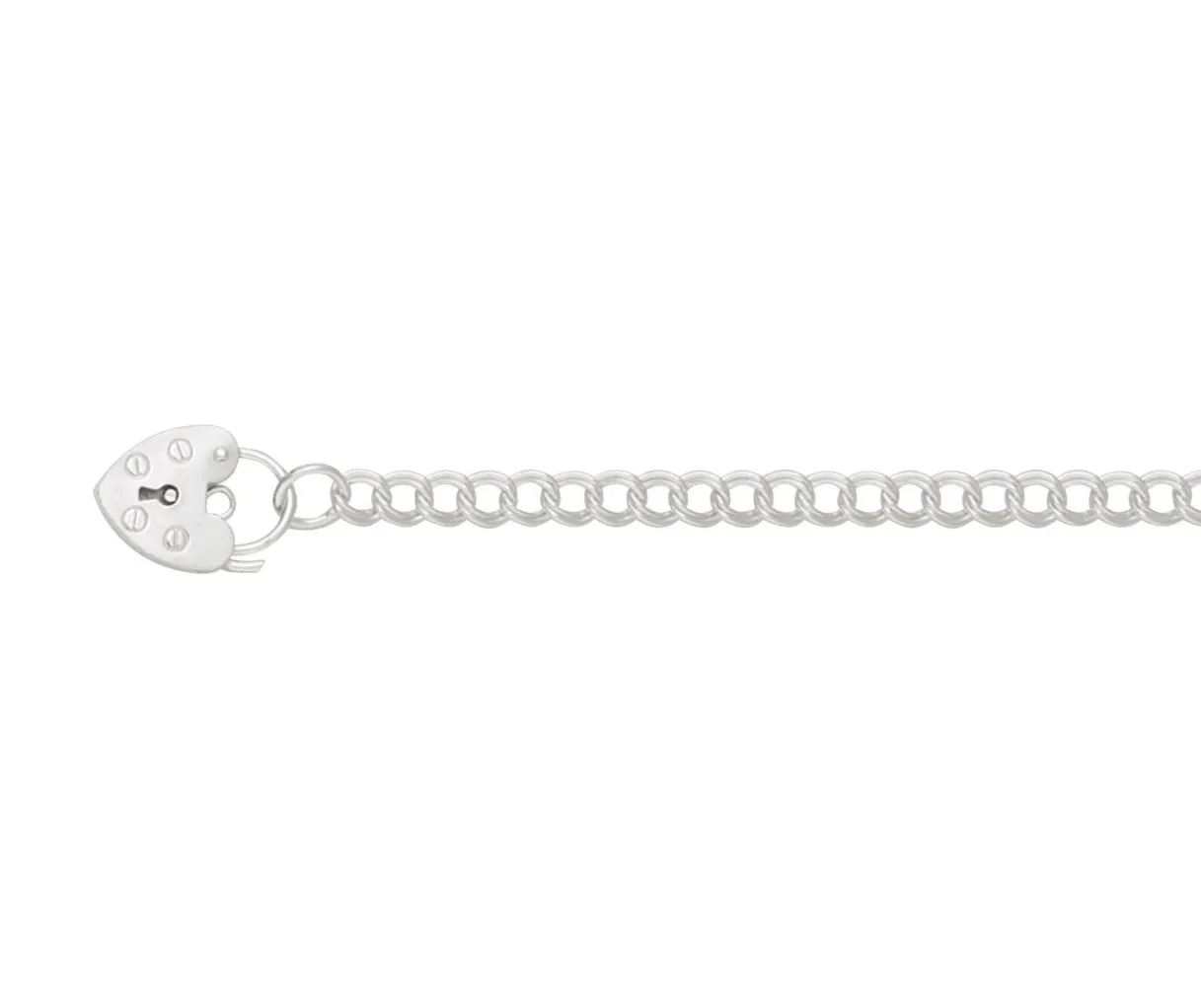 Silver Child's Double Link Charm Bracelet with Padlock