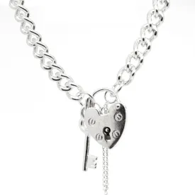 Silver Heavy Curb Charm Bracelet with Padlock