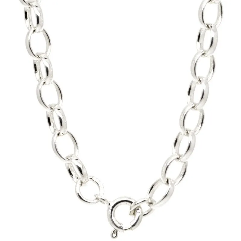 Silver Oval Belcher Charm Bracelet