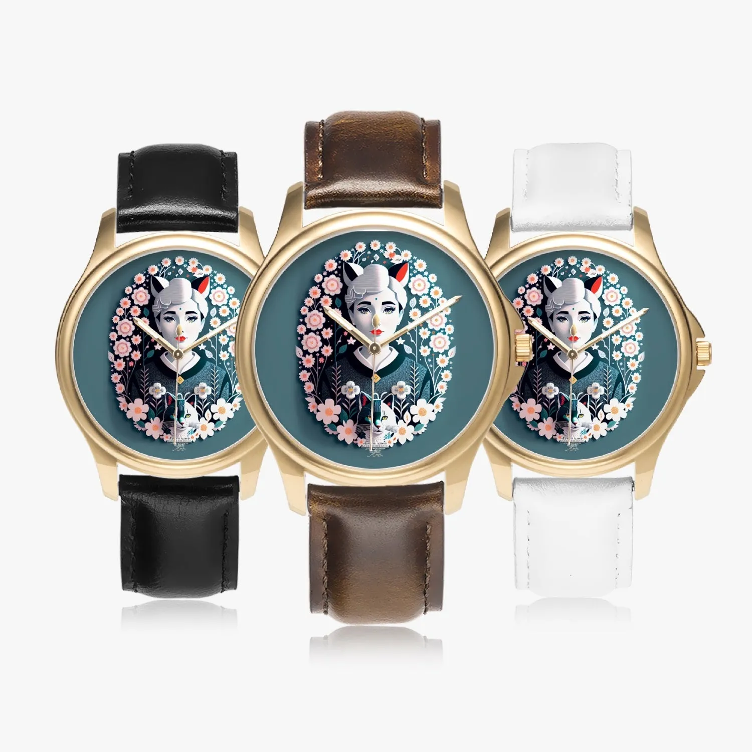 Silverfox Stylish Classic Leather Strap Quartz Watch (Gold)