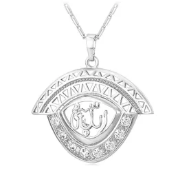 Simulated Diamond Necklace Allah Pendant Jewelry Gift Muslim Chain Allah Islamic Silver Color Metal Alloy 22in.