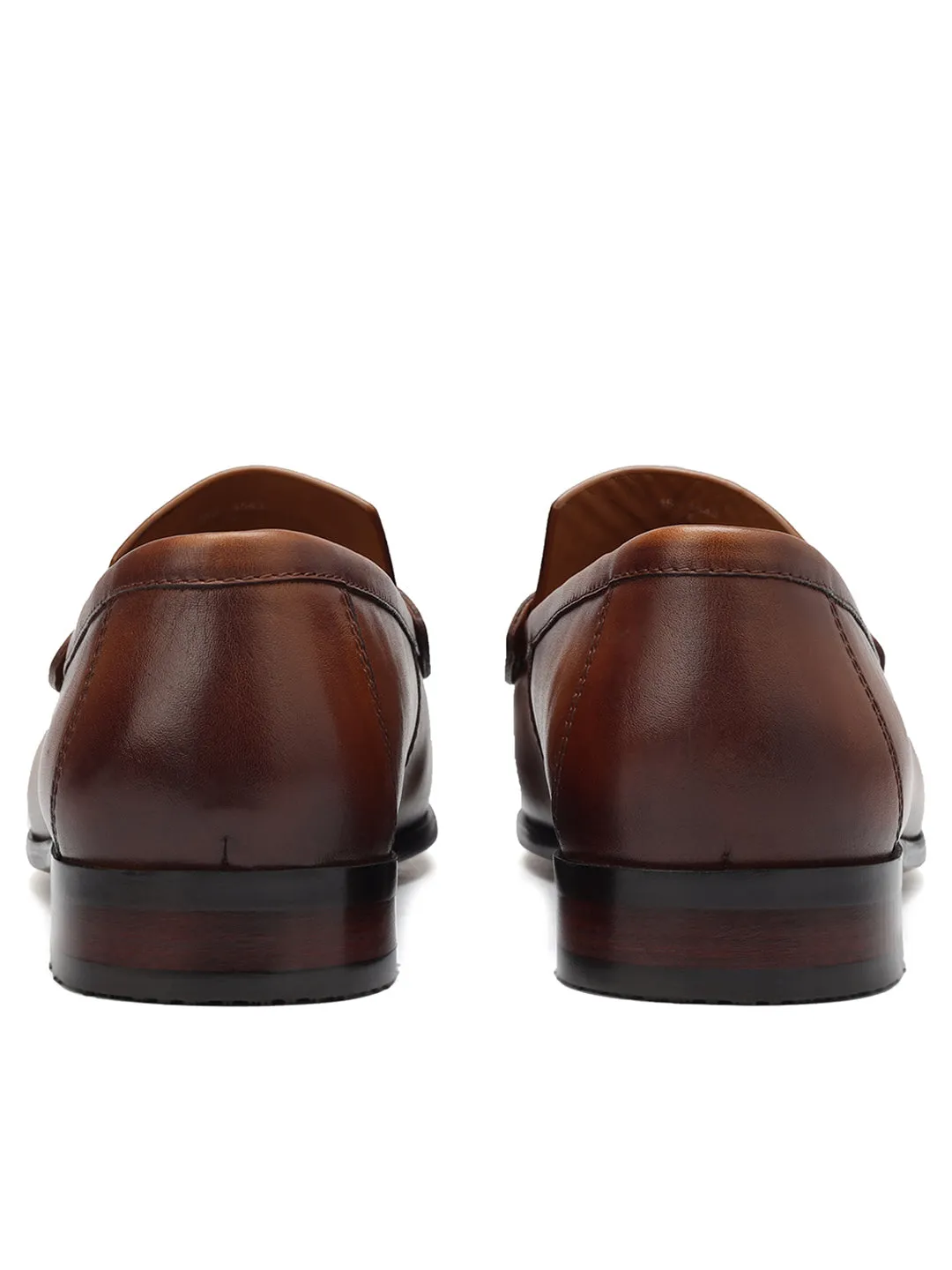 Tan Leather Loafers With Buckle
