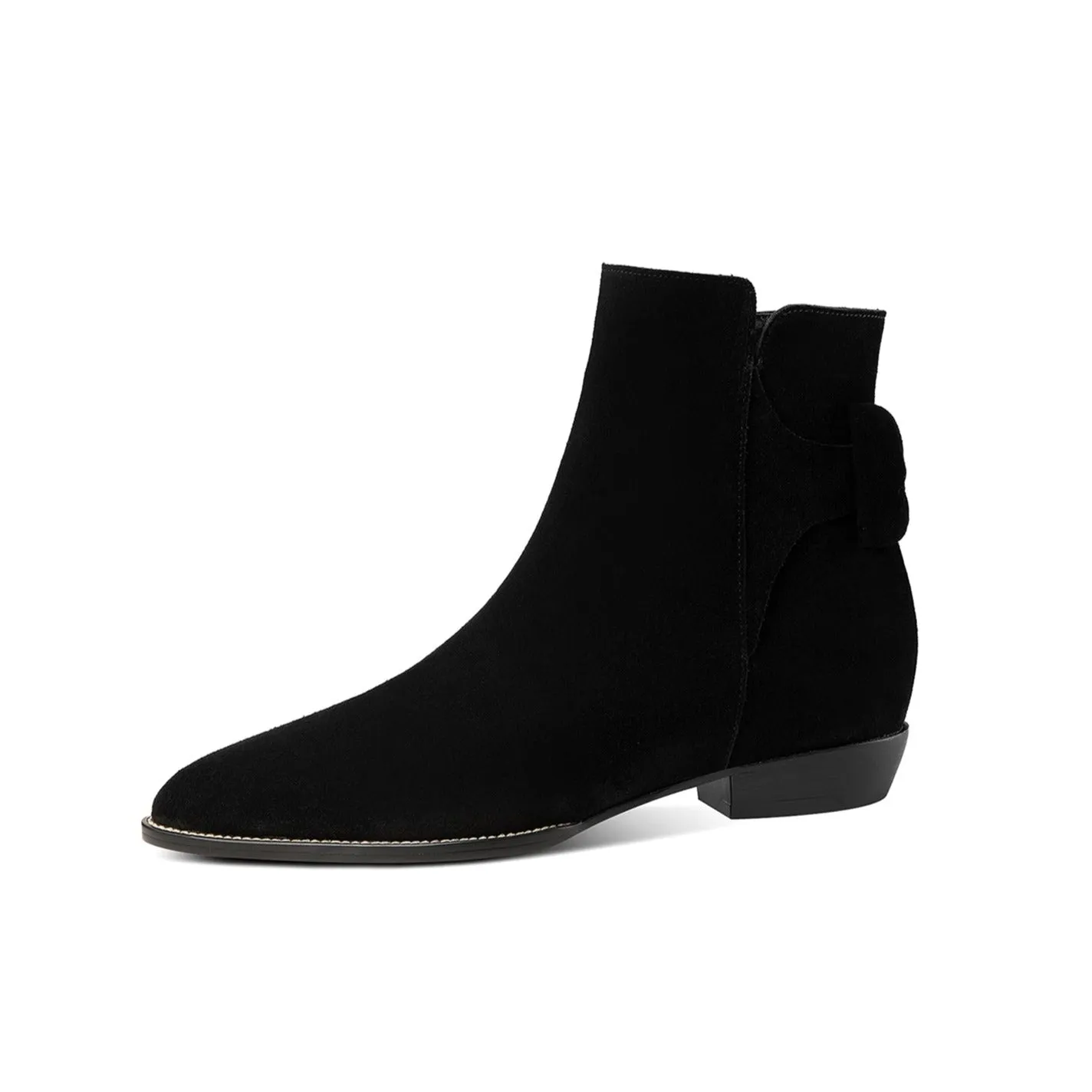 TinaCus Women's Pointed Toe Suede Leather Handmade Inner Heels Side Zip Up Casual Ankle Boots