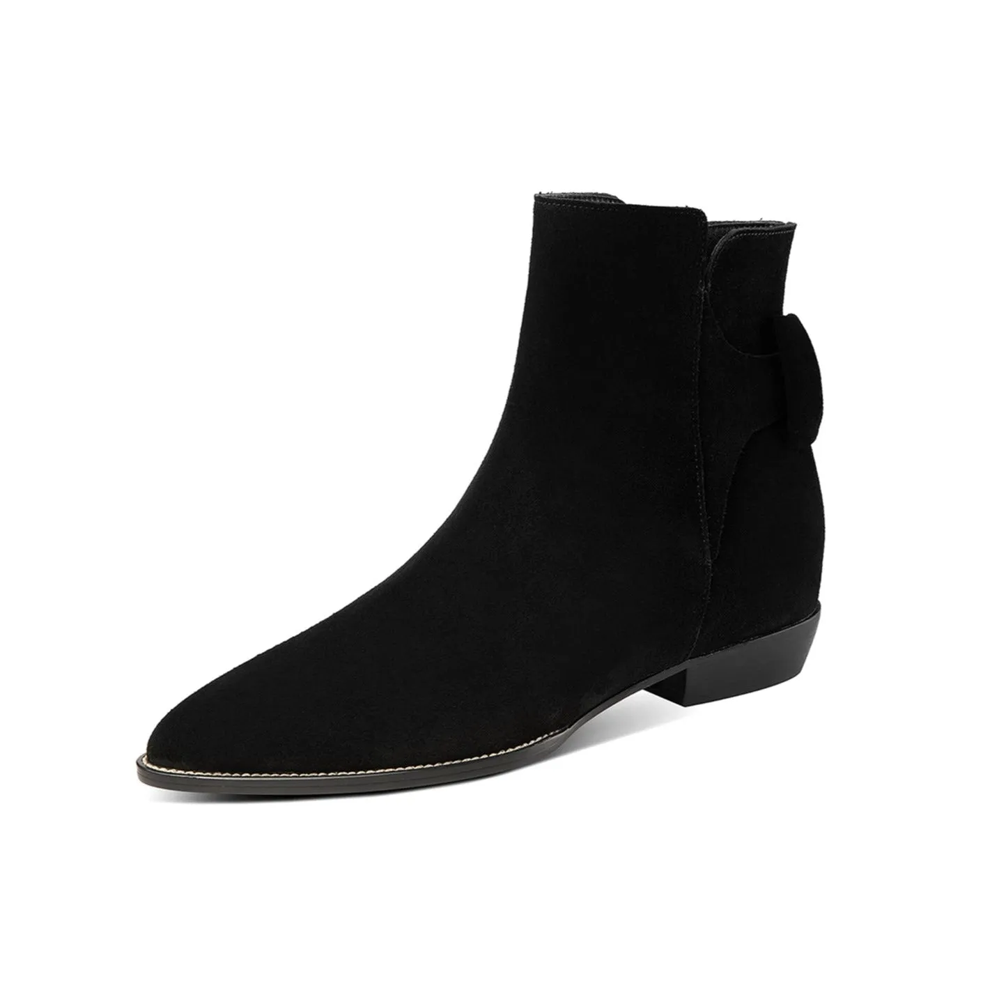 TinaCus Women's Pointed Toe Suede Leather Handmade Inner Heels Side Zip Up Casual Ankle Boots