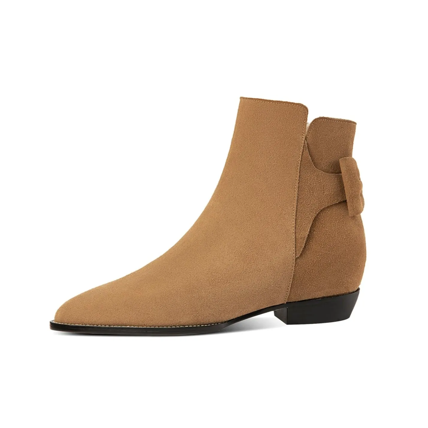TinaCus Women's Pointed Toe Suede Leather Handmade Inner Heels Side Zip Up Casual Ankle Boots