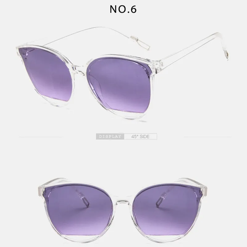 VenusFox Classic Oval Red Ladies Fashion Round Frame Sunglasses Mirror Female Vintage Plastic Ocean Sun Glasses Rimmed Eyewear