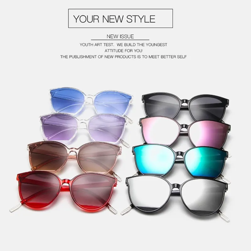 VenusFox Classic Oval Red Ladies Fashion Round Frame Sunglasses Mirror Female Vintage Plastic Ocean Sun Glasses Rimmed Eyewear