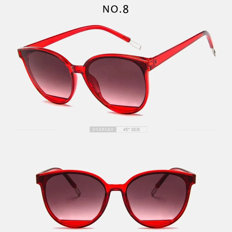 VenusFox Classic Oval Red Ladies Fashion Round Frame Sunglasses Mirror Female Vintage Plastic Ocean Sun Glasses Rimmed Eyewear