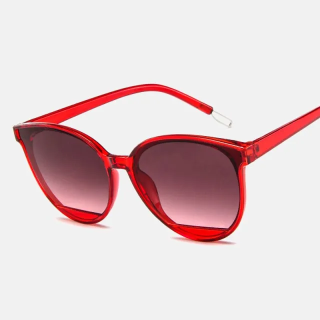 VenusFox Classic Oval Red Ladies Fashion Round Frame Sunglasses Mirror Female Vintage Plastic Ocean Sun Glasses Rimmed Eyewear