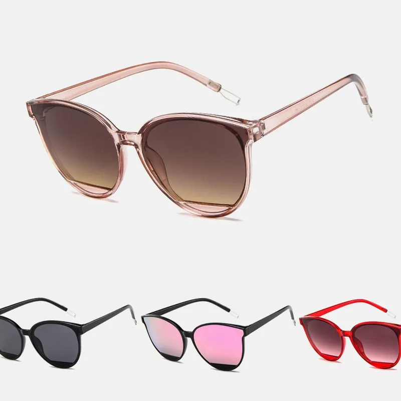 VenusFox Classic Oval Red Ladies Fashion Round Frame Sunglasses Mirror Female Vintage Plastic Ocean Sun Glasses Rimmed Eyewear