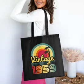 Vintage 1959 Tote Bag, Birthday Cotton Bag for Life, Retro Design Tote Bag, Gift for Birthdays, Unique Present, Eco-Friendly Tote