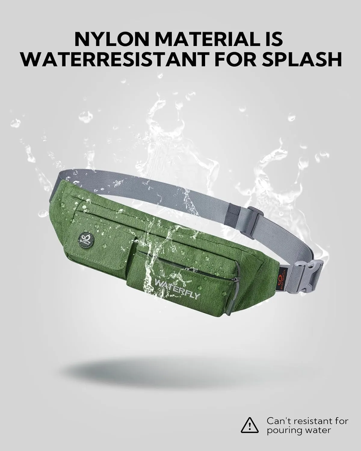 WATERFLY Fanny Pack for Women Men Water Resistant Small Waist Pouch Slim Belt Bag with 4 Pockets for Running Travelling Hiking Walking Lightweight Crossbody Chest Bag Fit All Phones
