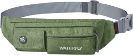 WATERFLY Fanny Pack for Women Men Water Resistant Small Waist Pouch Slim Belt Bag with 4 Pockets for Running Travelling Hiking Walking Lightweight Crossbody Chest Bag Fit All Phones