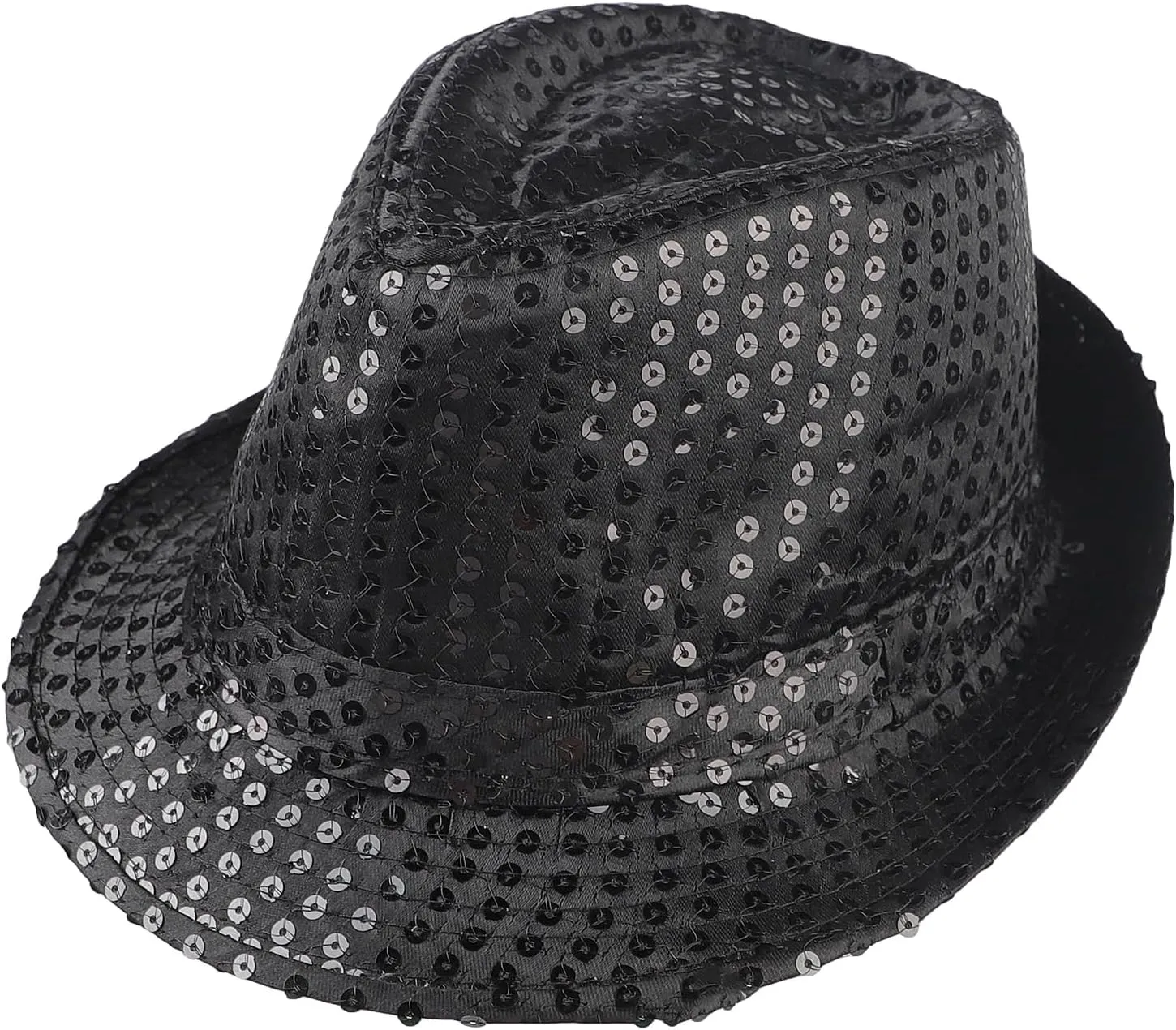 Western Sequin Fedora Hat Sparkling Disco Dance Hat Glitter Jazz Cowboy Cap Hip-Hop Colorful Shining Party Cap