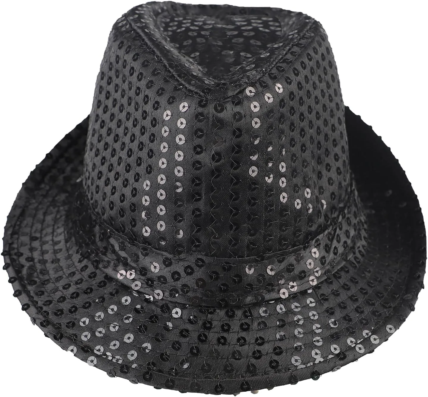 Western Sequin Fedora Hat Sparkling Disco Dance Hat Glitter Jazz Cowboy Cap Hip-Hop Colorful Shining Party Cap