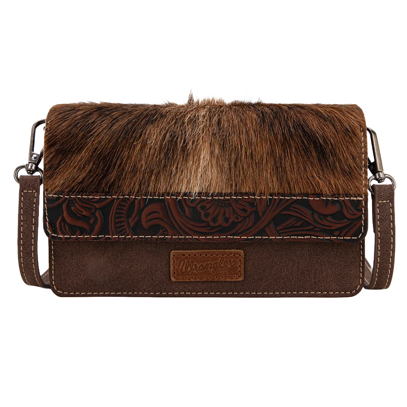 Wrangler Ladies Genuine Hair-On Cowhide Coffee Mini Crossbody Bag WG169-W030CF