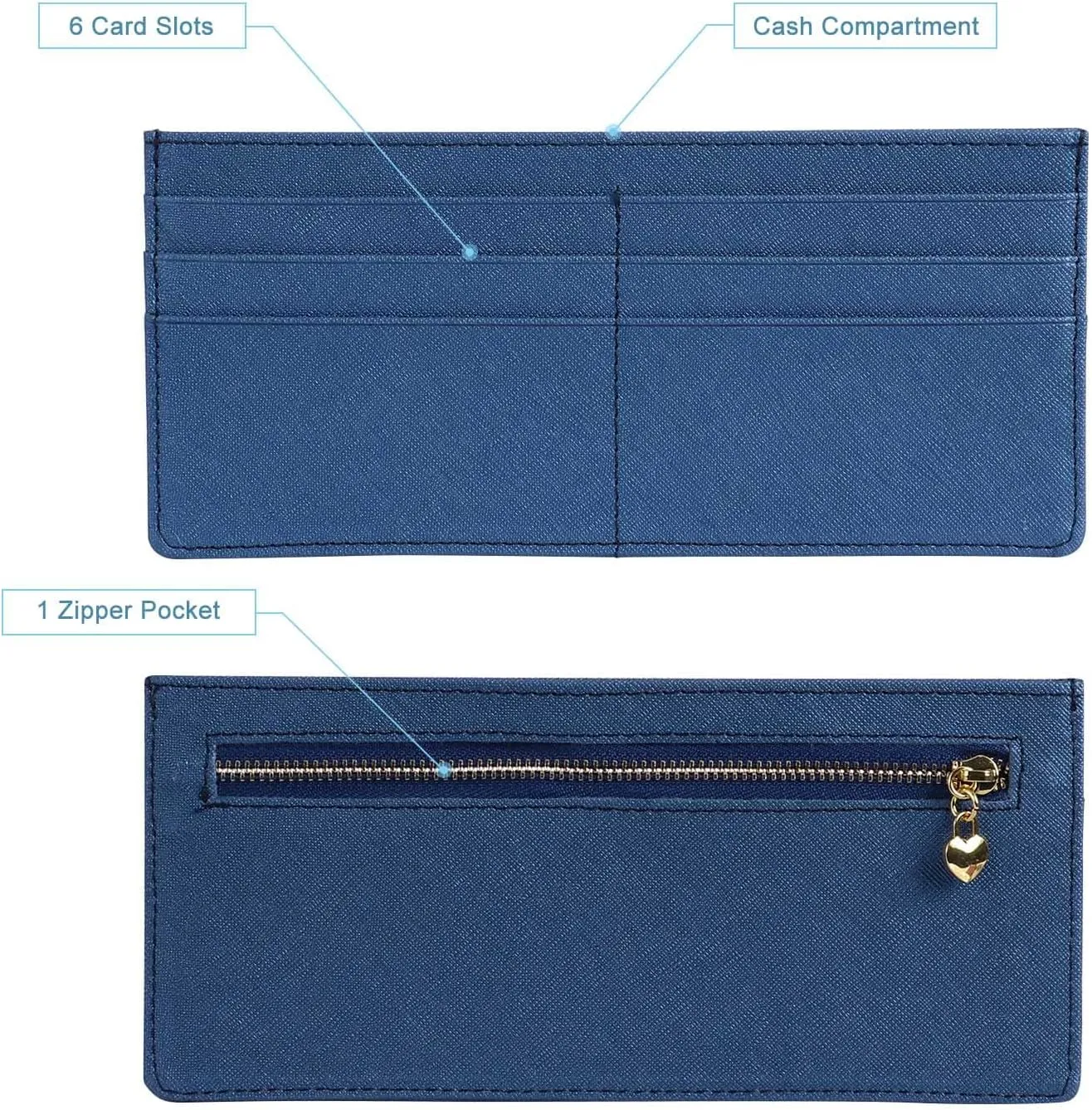 XEYOU Womens Credit Card Wallet Slim Long Zipper Pocket Purse for Coin, Cash, Receipt Multi-function Card Wallet for Ladies