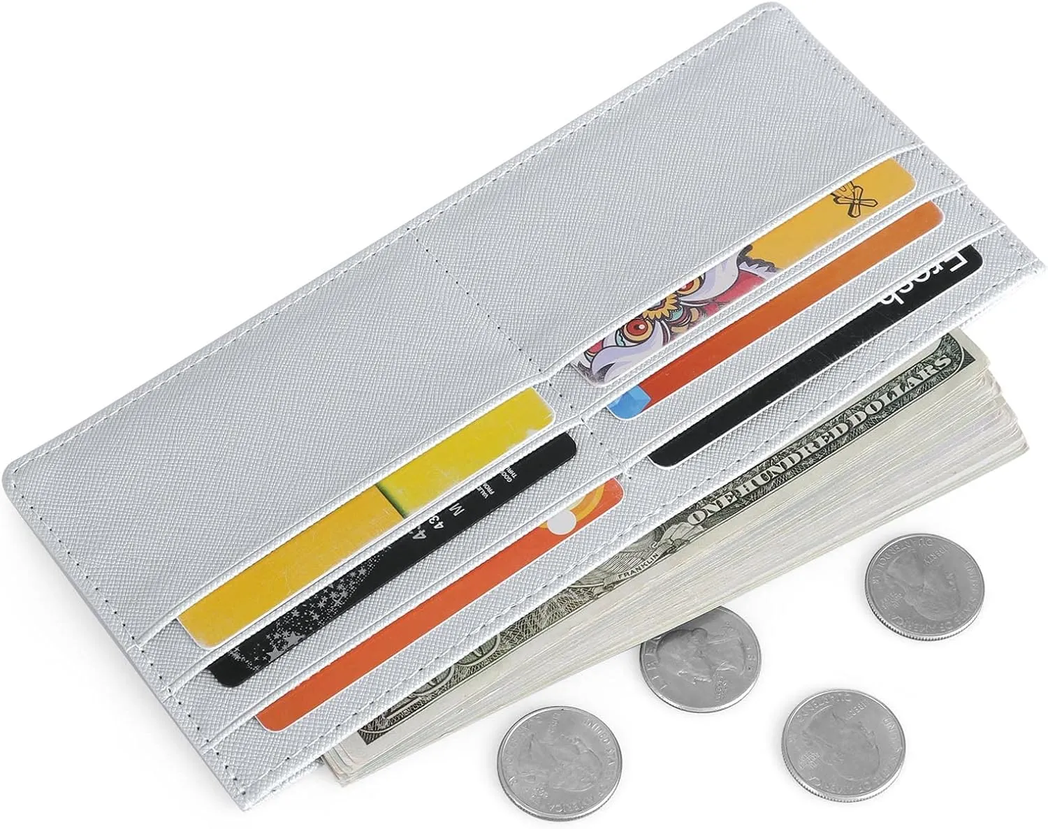 XEYOU Womens Credit Card Wallet Slim Long Zipper Pocket Purse for Coin, Cash, Receipt Multi-function Card Wallet for Ladies