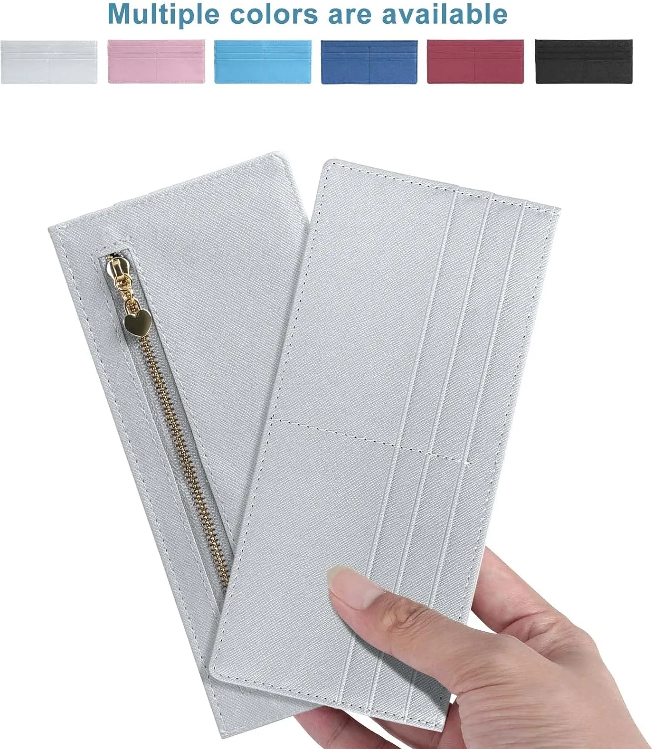 XEYOU Womens Credit Card Wallet Slim Long Zipper Pocket Purse for Coin, Cash, Receipt Multi-function Card Wallet for Ladies
