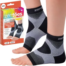 ZenToes Plantar Fasciitis Relief Compression Socks for Women and Men - Foot Sleeves with Ankle and Arch Support, Moisture Wicking, Open Toe, Improve Circulation, Reduce Swelling - 1 Pair (S/M)