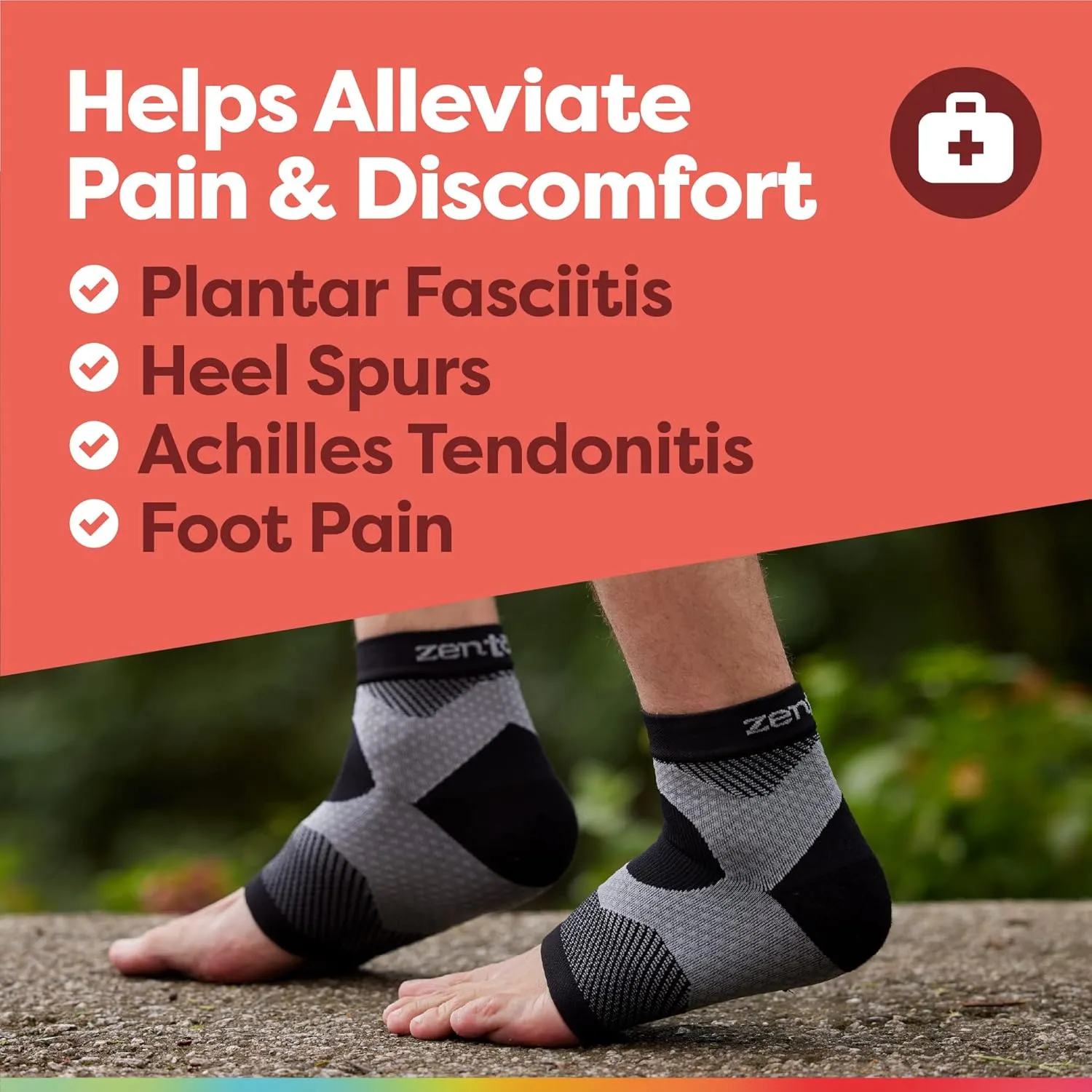 ZenToes Plantar Fasciitis Relief Compression Socks for Women and Men - Foot Sleeves with Ankle and Arch Support, Moisture Wicking, Open Toe, Improve Circulation, Reduce Swelling - 1 Pair (S/M)